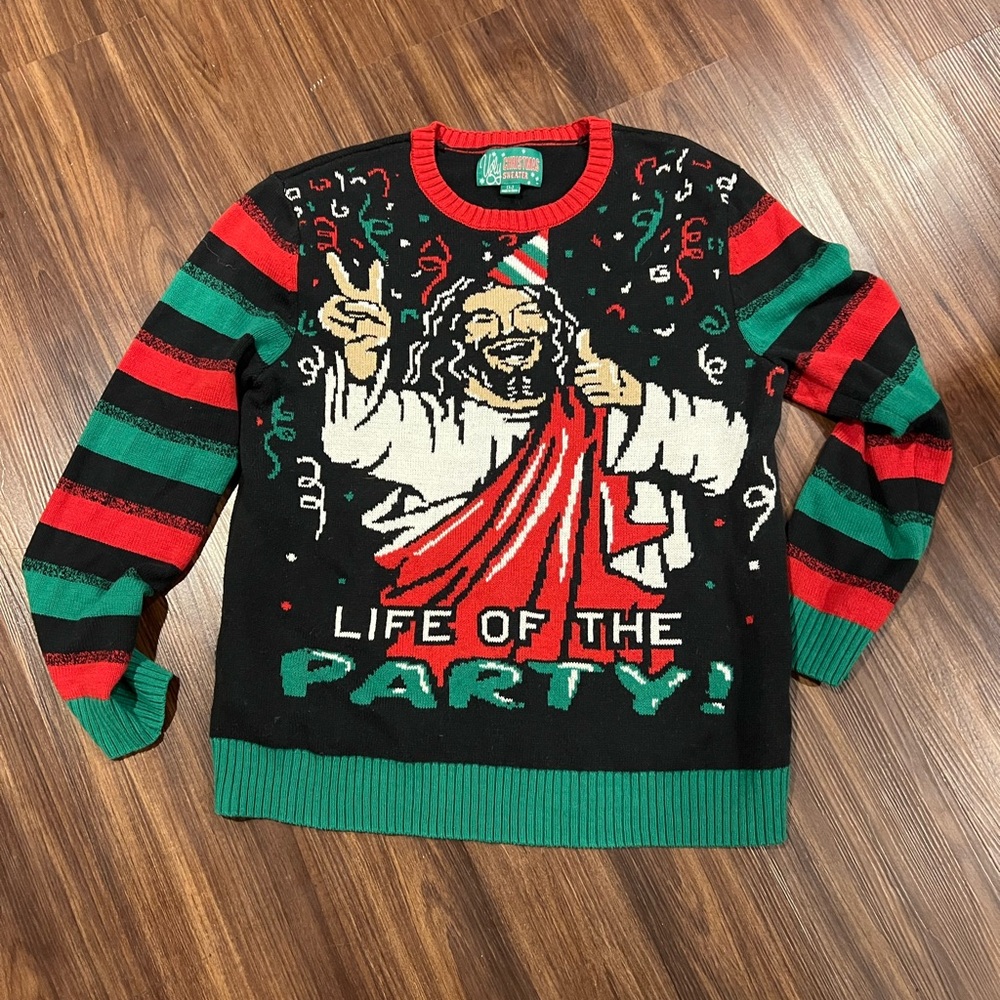 Source Unknown Black and Red Party Sweater